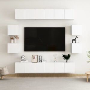 vidaXL 10-cz. zestaw szafek TV, biały, materiał drewnopochodny