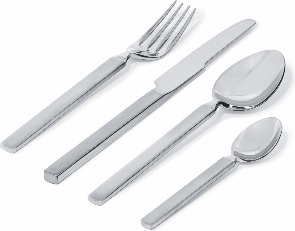 Komplet sztućców Dry 4 el. – elegancki zestaw, stal nierdzewna, nowoczesny design