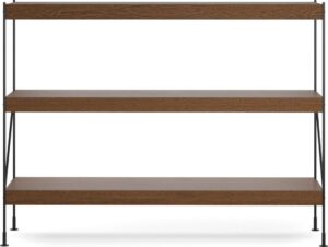 Regał Zet 114 cm ciemny dąb z czarną ramą – elegancki, funkcjonalny, nowoczesny
