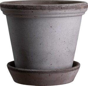 Doniczka Flora 12 cm szara z podstawką – elegancki design, praktyczność, idealna do wnętrz