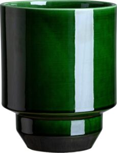 Osłonka na doniczkę Hoff 14 cm zielona szkliwiona – elegancka ozdoba, ceramiczna, idealna do wnętrz