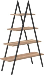 Regał bakke dębowe półki czarna rama – elegancki design, funkcjonalność, materiał dębowy
