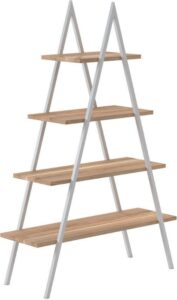 Regał bakke dębowe półki śnieżnobiała rama – nowoczesny design, funkcjonalność, trwałość