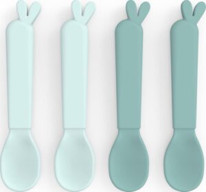 Łyżeczki dziecięce Kiddish Lalee niebieskie 4 szt. – ergonomiczny kształt, bezpieczny materiał, kolor niebieski