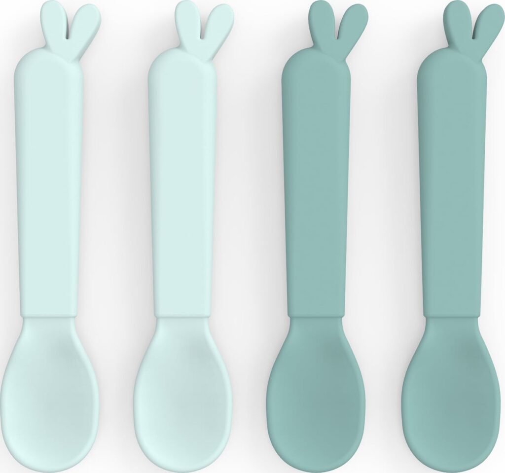 Łyżeczki dziecięce Kiddish Lalee niebieskie 4 szt. – ergonomiczny kształt, bezpieczny materiał, kolor niebieski