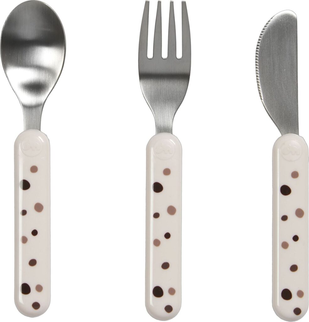 Sztućce dla dzieci Dreamy Dots różowe 3 el. – bezpieczne, ergonomiczne, kolorowe