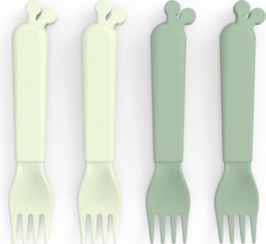 Widelce dziecięce Kiddish Raffi zielone 4 szt. – ergonomiczny design, bezpieczne materiały, idealne dla najmłodszych