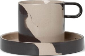Kubek Inlay 200 ml ze spodkiem – elegancki design, porcelana, idealny do herbaty i kawy