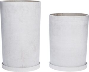 Doniczka Hübsch szara z podstawką 2 szt. – elegancki design, materiał ceramiczny, idealna do wnętrz