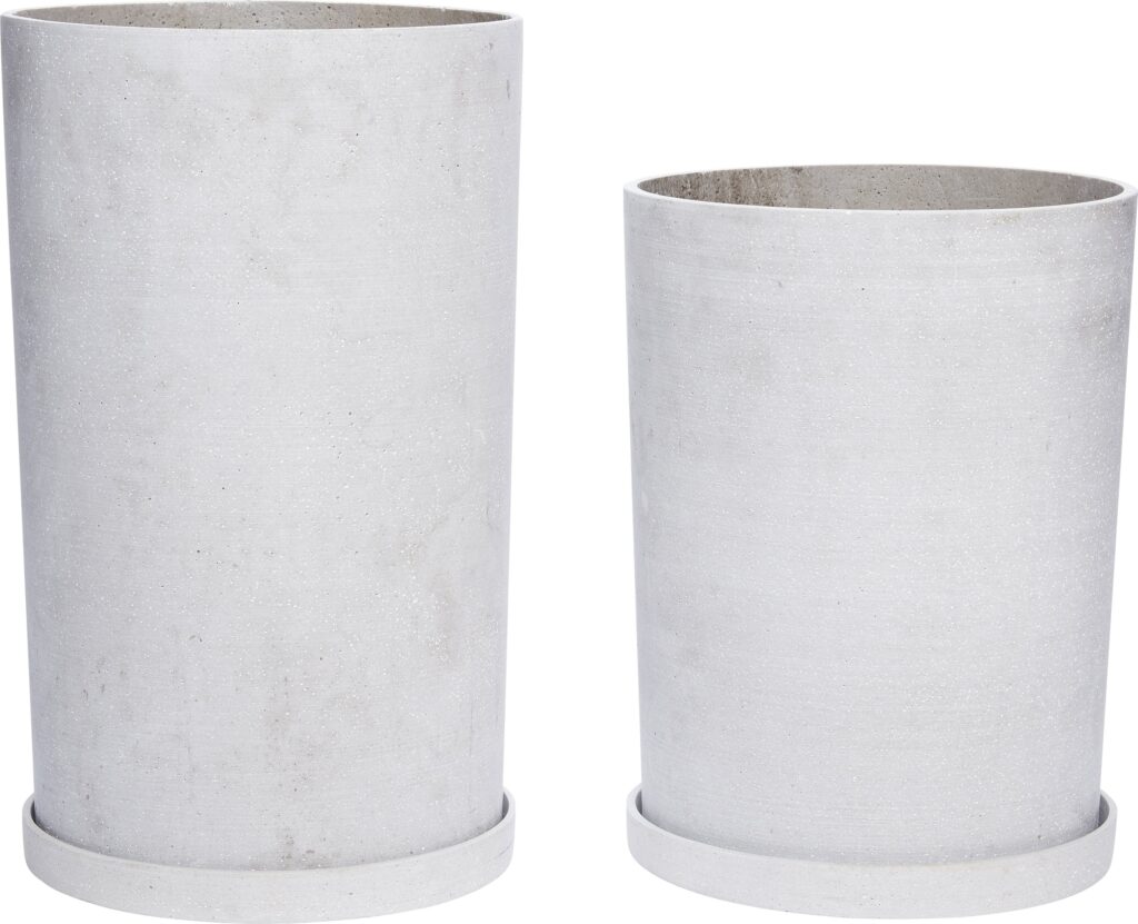 Doniczka Hübsch szara z podstawką 2 szt. – elegancki design, materiał ceramiczny, idealna do wnętrz