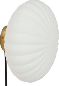 Kinkiet Hübsch 25 cm mleczny szklany ze złotą podstawą – elegancki design, wysokiej jakości materiały, minimalistyczny styl