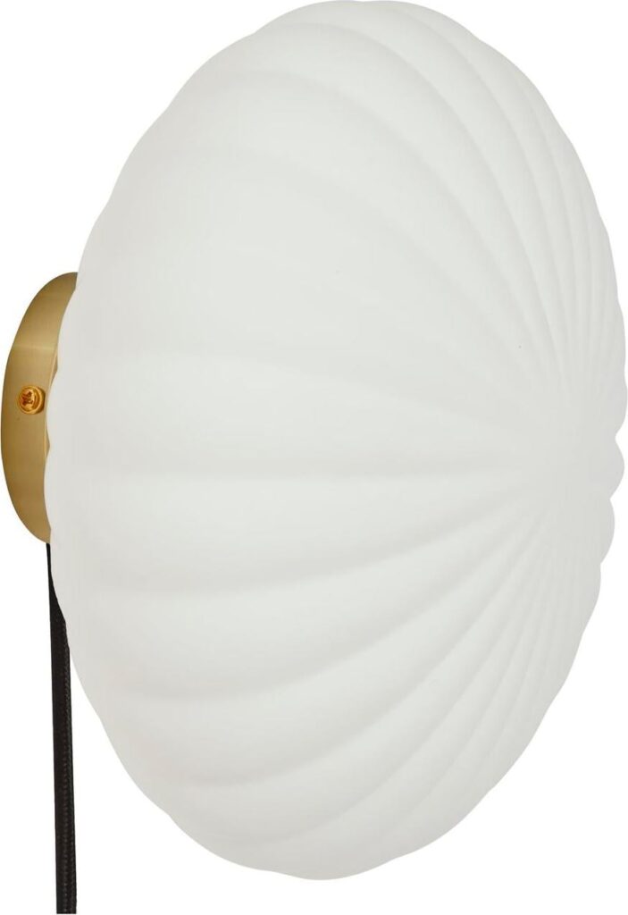 Kinkiet Hübsch 25 cm mleczny szklany ze złotą podstawą – elegancki design, wysokiej jakości materiały, minimalistyczny styl