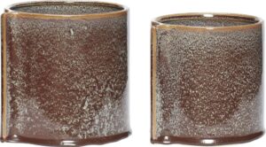 Osłonki na doniczki Hübsch brązowe ceramiczne 2 szt. – elegancki design, ceramiczne, zestaw