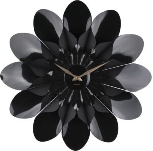 Zegar ścienny Flower 60 cm czarny – nowoczesny design, dekoracyjny, elegancki, duży