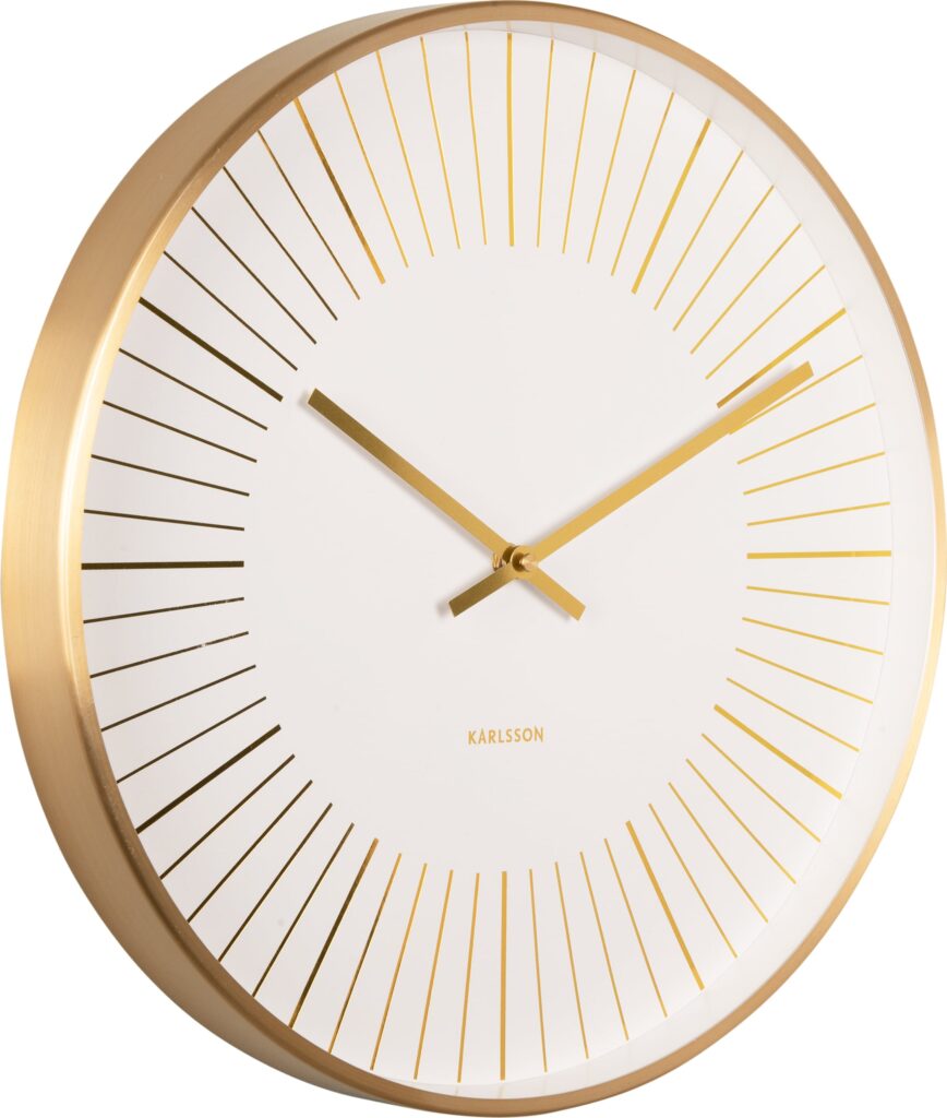 Zegar ścienny Gold Lines biały – nowoczesny design, elegancki akcent, idealny do każdego wnętrza