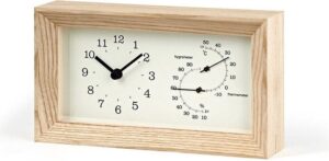 Zegar z termometrem i higrometrem Frame jasny – elegancki design, funkcjonalność, nowoczesny styl