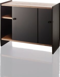 Szafka wysoka Theca 123 cm MDF czarna orzech – elegancka, funkcjonalna, solidna konstrukcja