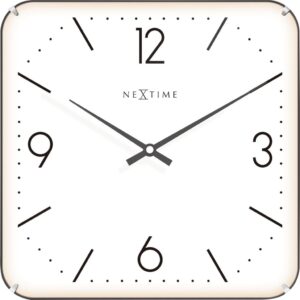 Zegar ścienny Basic Square Dome biały – minimalistyczny design, prostokątny kształt, nowoczesny styl