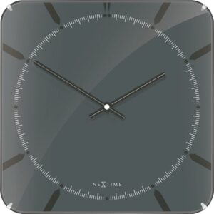 Zegar ścienny Michael Square Dome szary – elegancki design, nowoczesny styl, kwadratowy kształt, idealny do każdego wnętrza