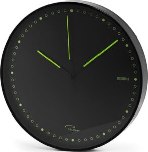 Zegar ścienny sterowany radiowo Nightwatch – nowoczesny design, czarny kolor, precyzyjne wskazówki