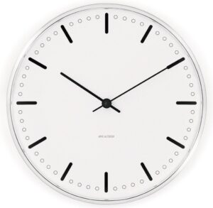 Zegar ścienny City Hall 16 cm – elegancki design, nowoczesny styl, 16 cm średnicy, materiał: tworzywo sztuczne