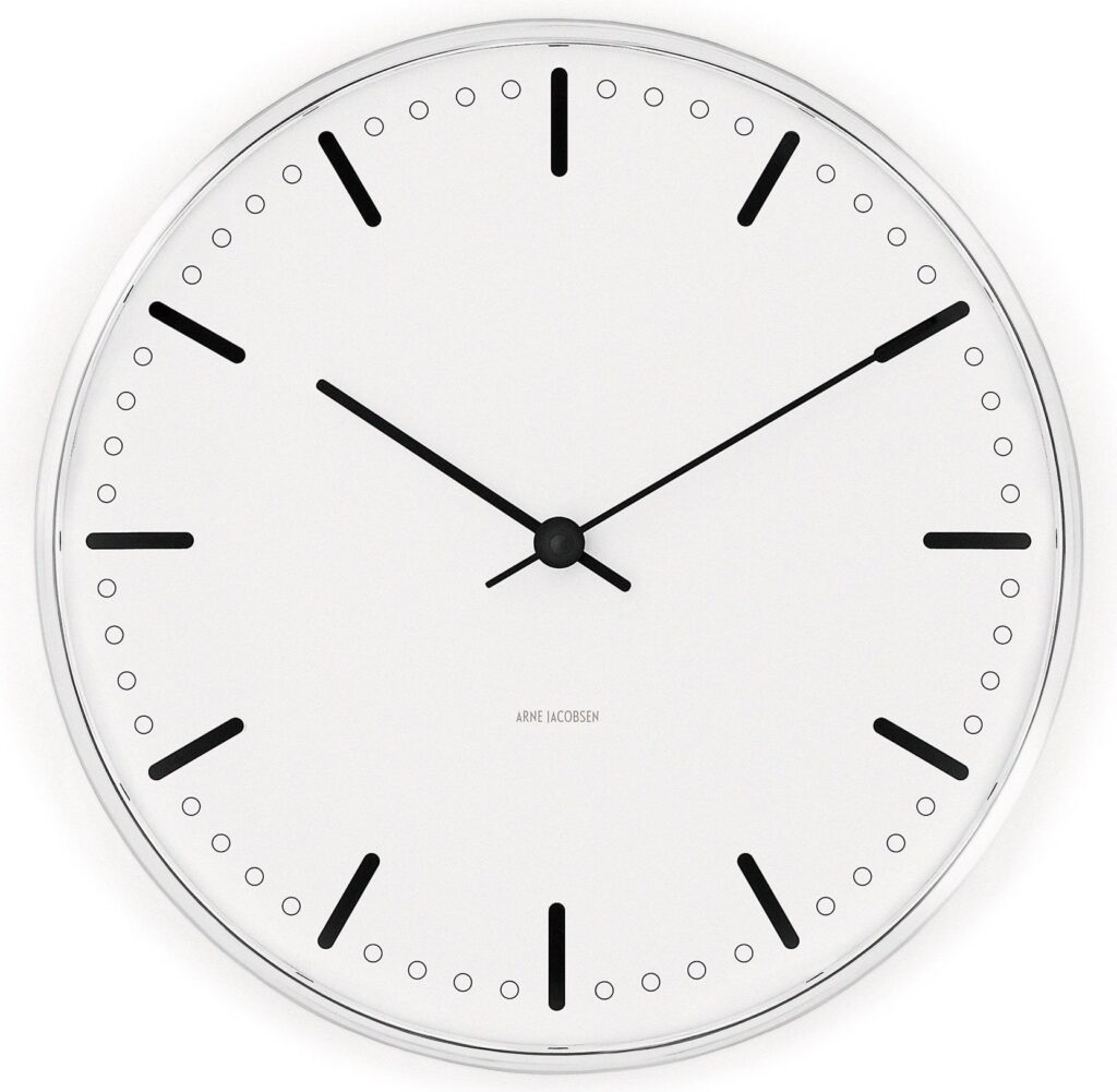 Zegar ścienny City Hall 16 cm – elegancki design, nowoczesny styl, 16 cm średnicy, materiał: tworzywo sztuczne