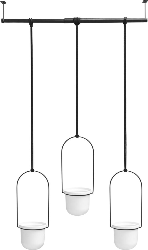 Doniczki wiszące Triflora czarny reling – elegancki design, praktyczne zawieszenie