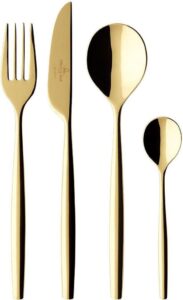Komplet sztućców MetroChic d’Or 24 el. – elegancki design, stal nierdzewna, złote akcenty