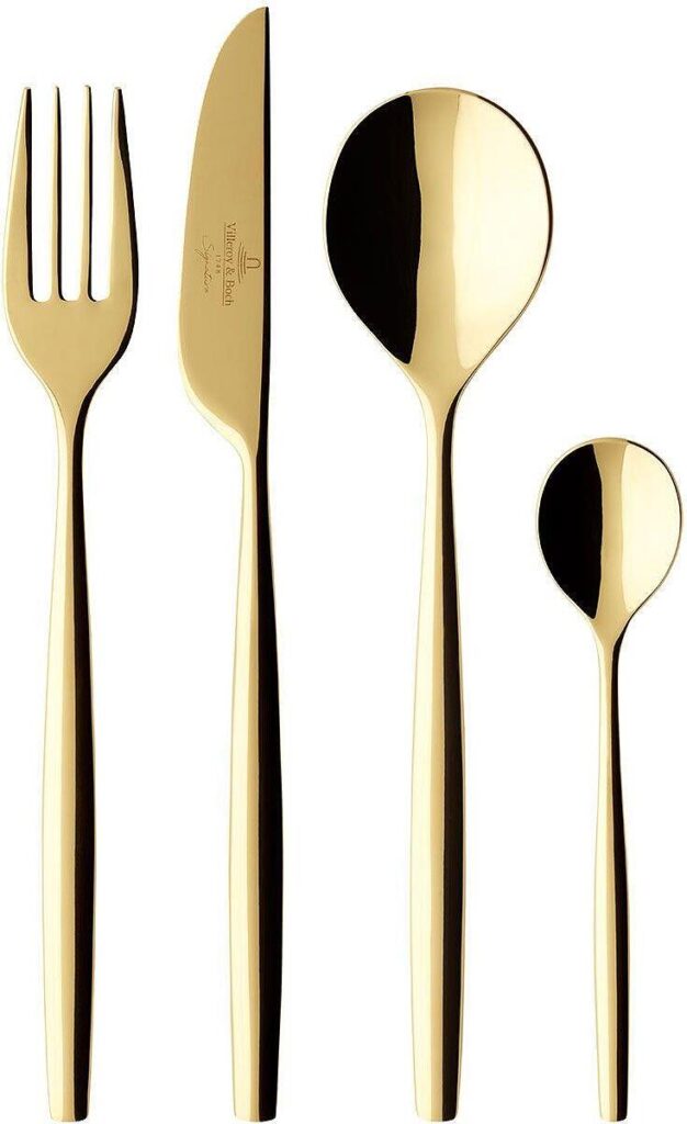 Komplet sztućców MetroChic d’Or 24 el. – elegancki design, stal nierdzewna, złote akcenty