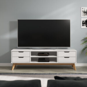 Szafka RTV Borneo Biała/Natural 140x42x40cm