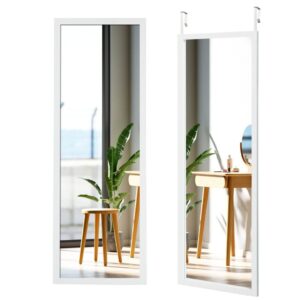 Pełnowymiarowe lustro na drzwi białe 120 x 37 cm – elegancki design, przestronność, uniwersalne zastosowanie