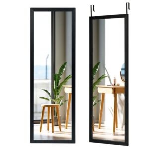 Pełnowymiarowe lustro na drzwi czarne 120 x 37 cm – elegancki design, funkcjonalność, idealne do każdego wnętrza
