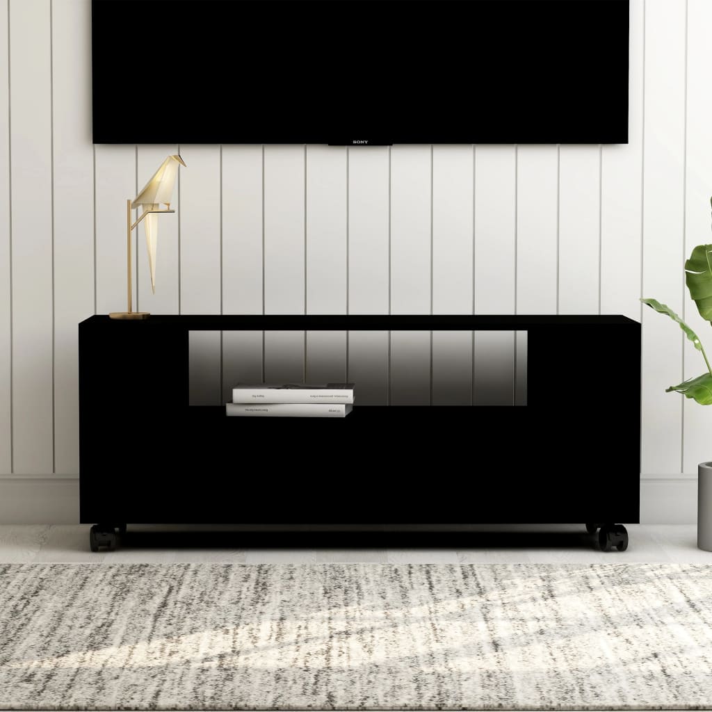 vidaXL Szafka pod TV, czarna, 120x35x48 cm, materiał drewnopochodny