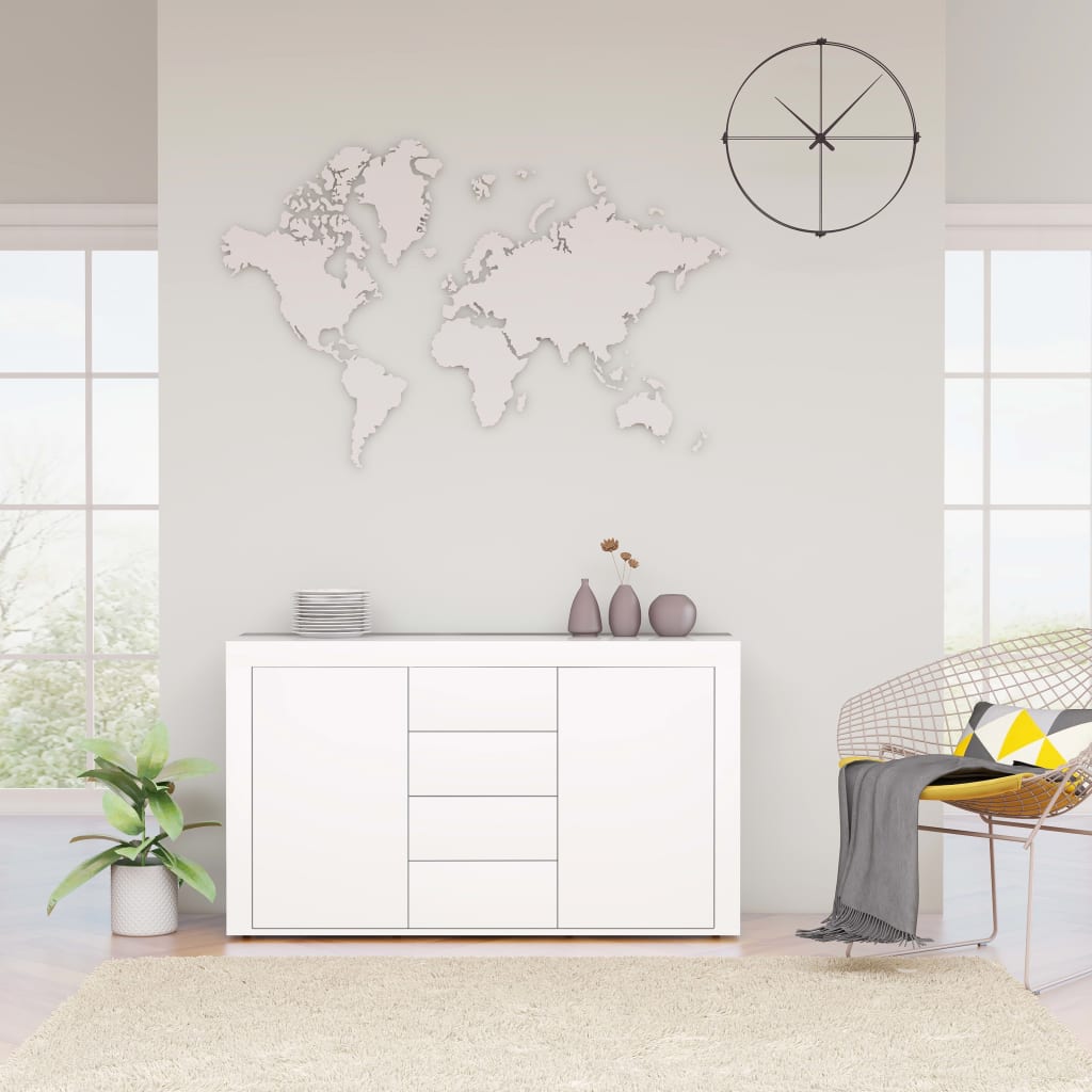vidaXL Szafka, biała z połyskiem 120x36x69 cm, materiał drewnopochodny