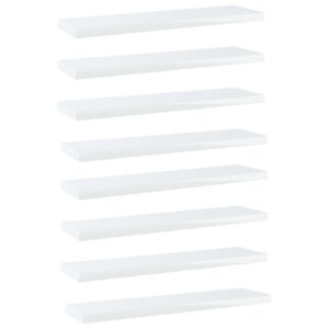 vidaXL Półki na książki, 8 szt., wysoki połysk, białe, 40x10x1,5 cm