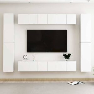 vidaXL 10-cz. zestaw szafek TV, biały, materiał drewnopochodny