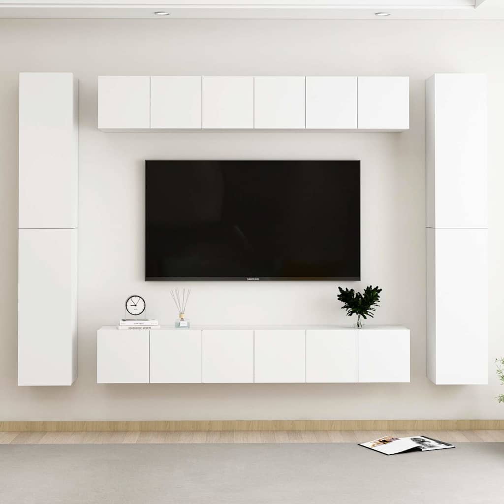 vidaXL 10-cz. zestaw szafek TV, biały, materiał drewnopochodny