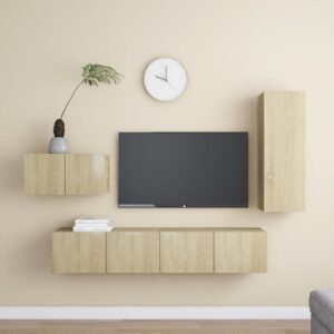 vidaXL 4-cz. zestaw szafek TV, dąb sonoma, materiał drewnopochodny