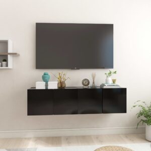 vidaXL Szafki wiszące pod TV 2 szt., czarne, 60x30x30 cm