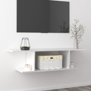 vidaXL Wisząca szafka telewizyjna, wysoki połysk, biała, 103x30x26,5cm