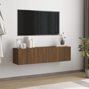 vidaXL Ścienna szafka pod telewizor, brązowy dąb, 120x30x30 cm