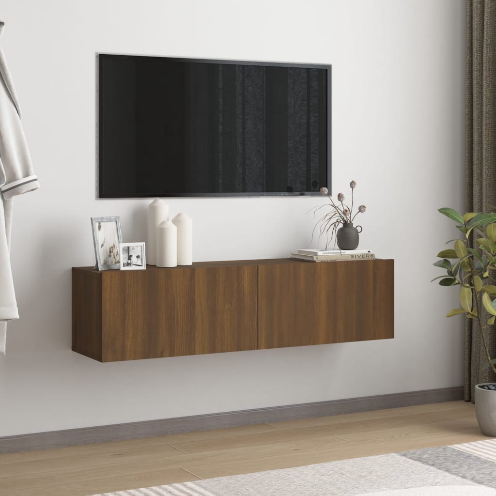 vidaXL Ścienna szafka pod telewizor, brązowy dąb, 120x30x30 cm