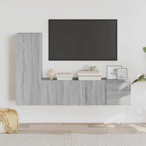 vidaXL Zestaw 3 szafek TV, szary dąb sonoma, materiał drewnopochodny