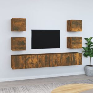 vidaXL Zestaw 7 szafek TV, przydymiony dąb, materiał drewnopochodny