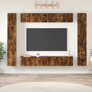 vidaXL Zestaw 10 szafek TV, przydymiony dąb, materiał drewnopochodny