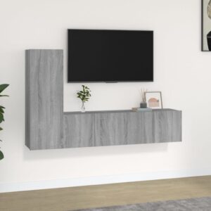 vidaXL Zestaw 3 szafek TV, szary dąb sonoma, materiał drewnopochodny