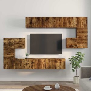vidaXL Zestaw 10 szafek TV, przydymiony dąb, materiał drewnopochodny