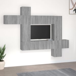 vidaXL Zestaw 10 szafek TV, szary dąb sonoma, materiał drewnopochodny
