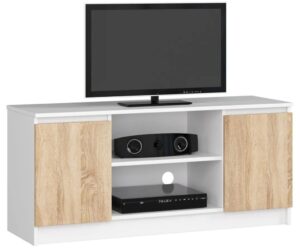 Skandynawska szafka RTV biała + dąb sonoma W0-F77