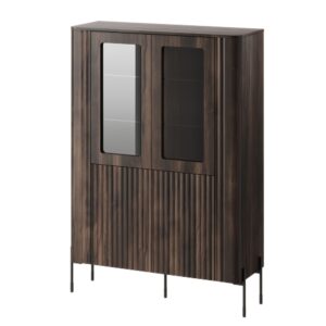 Witryna czterodrzwiowa dąb barokowy ristretto 110 x 40 x 160 cm Aria – elegancki styl, funkcjonalność, naturalne materiały